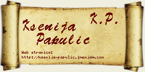 Ksenija Papulić vizit kartica